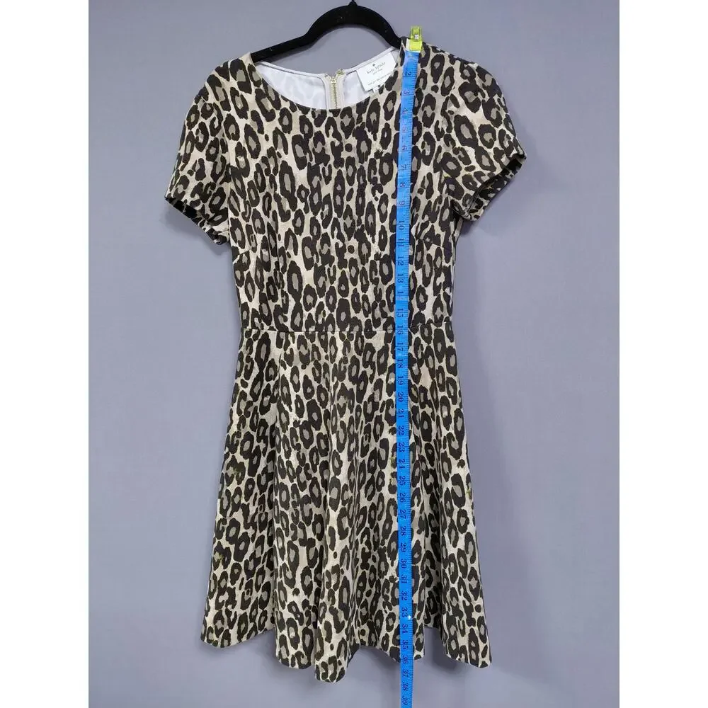 Kate Spade Black A-Line Short Lined Animal Print Dress Women Size 6